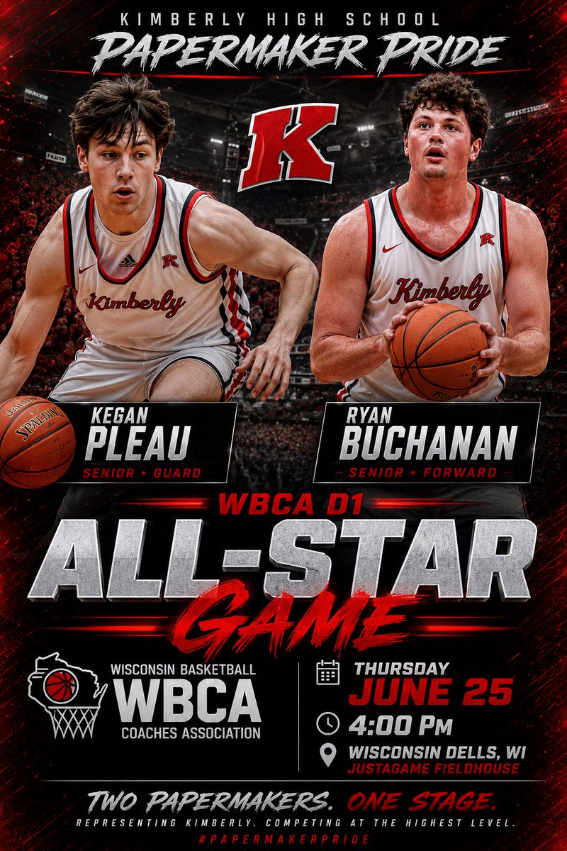 MakersBBB's tweet photo. All Star Game Day for 2026 Seniors Ryan Buchanan and Kegan Pleau!! 

The D1 WBCA All Star game will tip off at 4 PM in Wisconsin Dells. Go get em, boys!! 🏀 https://t.co/JpmJNG5yFE