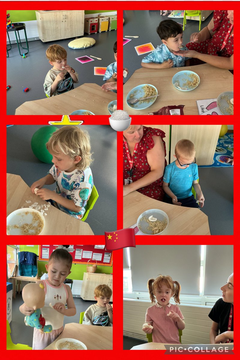 YsgolHenFelin's tweet photo. #YHFCLASS3 explored Chinese foods today. We tried egg fried rice and prawn crackers — the prawn crackers were a firm favourite! I am so proud of you all, Class 3. We also made a witches’ potion in our many water trays outside. #TEYC #YHFICD https://t.co/cwDDXqsNu0