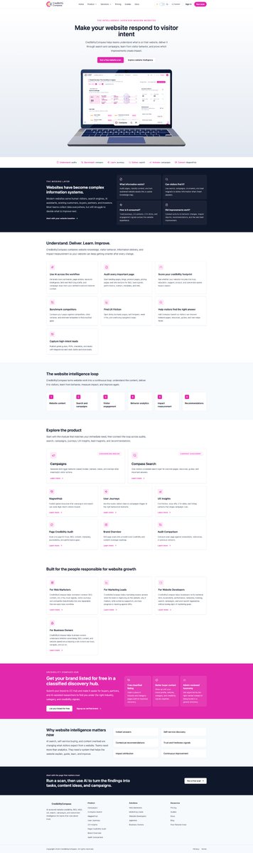 _Sachin_Joshi's tweet photo. Our homepage just got a fresh update.

We've started showcasing the Credibility Compass product UI directly on the website to give visitors a clearer picture of what the platform can do. Have a look and tell us what you think. 
#CredibilityCompass #WebsiteIntelligence #UXDesign https://t.co/g1yMEWv8Ev