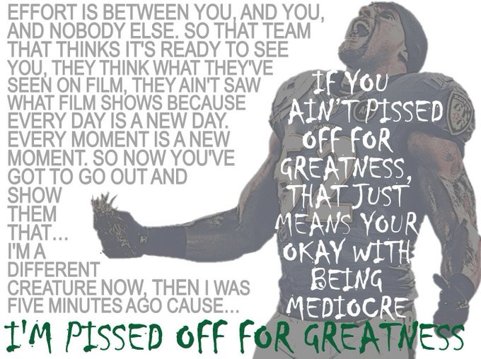 FiveFitness's tweet photo. If you ain't pissed off for greatness, that means you're okay with being mediocre..
DON'T WASTE YOUR LIFE BEING SOME AVERAGE MOTHERFUCKER!
#Greatness #Goals #Dreams #Grind #Success #Motivation #RayLewis #Life https://t.co/XcQa9uLbnz