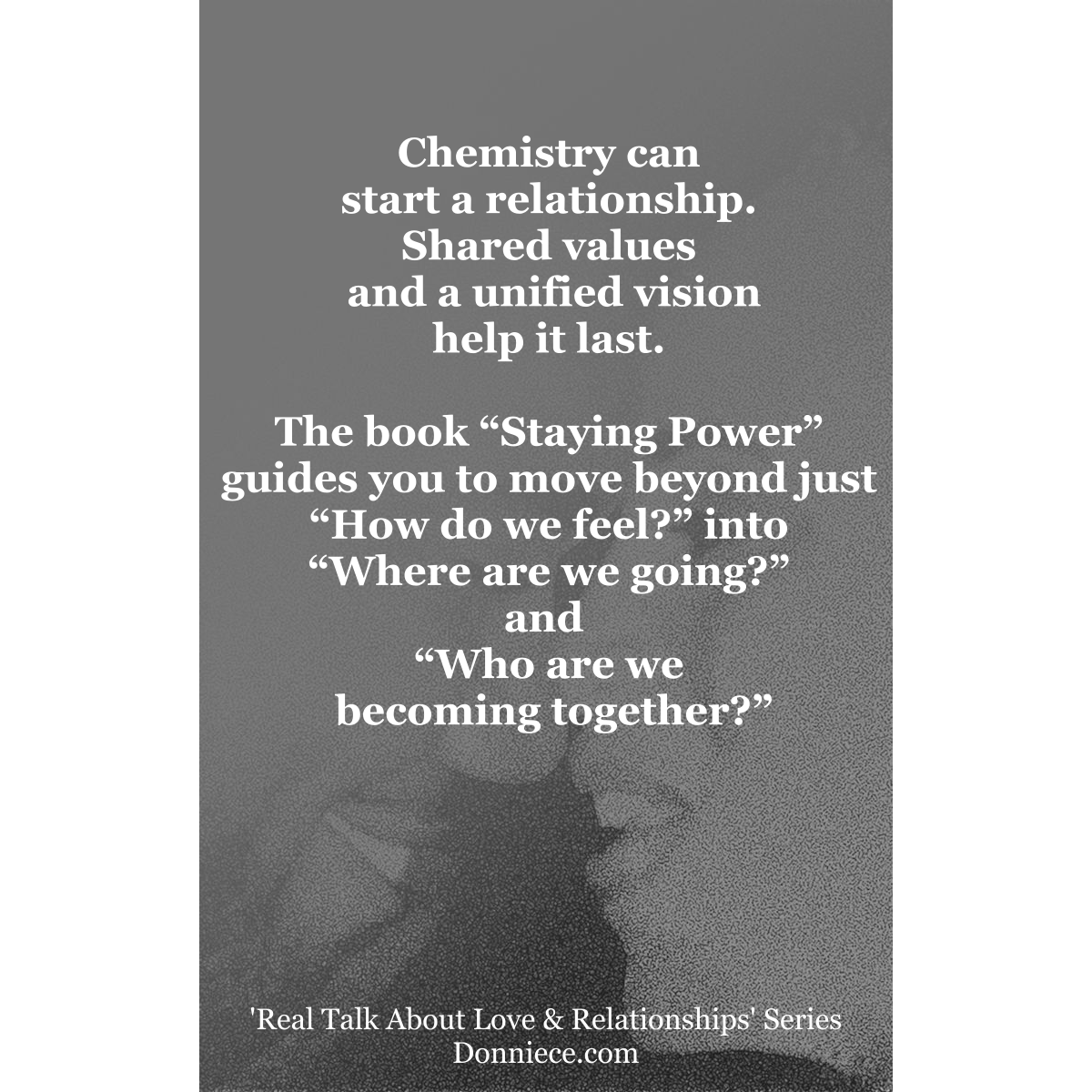 DonnieceGSmith's tweet photo. Chemistry can start a relationship. Shared values and a unified vision help it last.
'STAYING POWER'
NOW AVAILABLE ON PAPERBACK 
https://t.co/bkZT4tE9Dt

Ebook - https://t.co/zYdW5BAF6o

#relationships #sharedvalues #attraction #StayingPower #NewBook https://t.co/DVHP8l1AHh