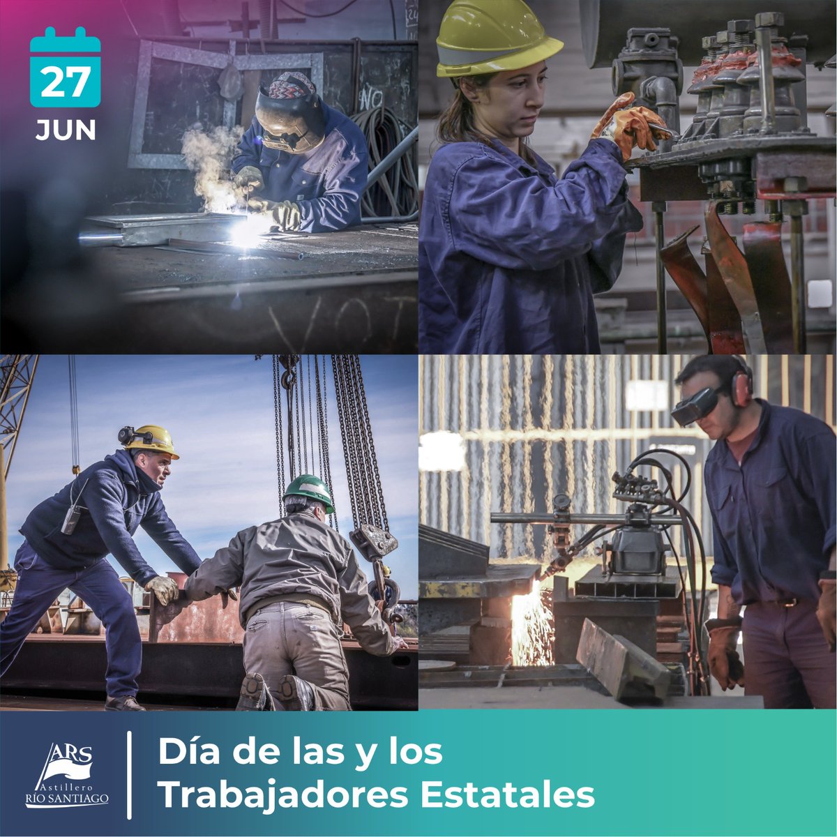 astilleroARS's tweet photo. Saludamos a las y los Trabajadores Estatales en su día. 
En @astilleroARS compartimos el orgullo de trabajar para el sector público a través de la producción naval y metalmecánica resguardando el patrimonio nacional y fortaleciendo la soberanía nacional y la defensa de la patria. https://t.co/wGGCnFG1hO