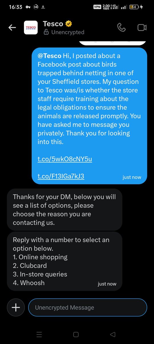 Jayne___G's tweet photo. @Tesco Hi, I have messaged you privately including the FB post link. I have received an automated response about selecting an option about why I'm contacting you...sigh...are the systems designed to deter communication?🤔 https://t.co/U3VRKhMfY6