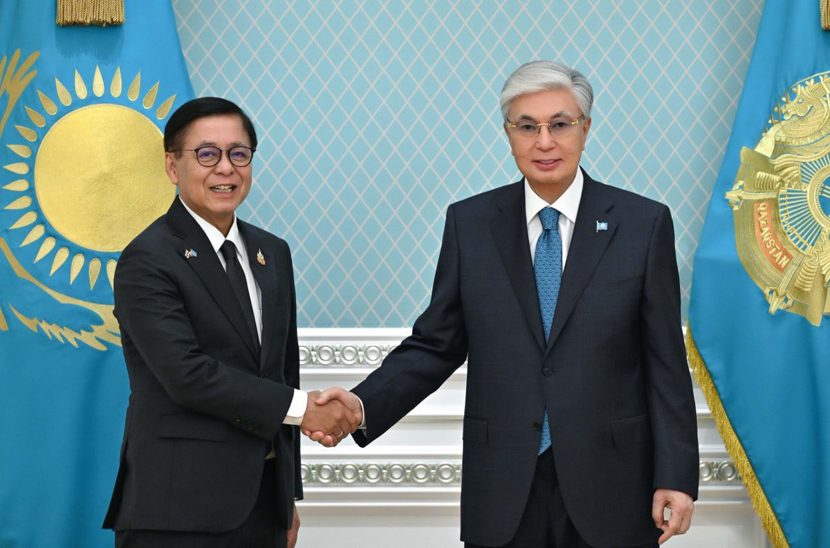 KairatSarybay's tweet photo. Appreciate ๐ฐ๐ฟ President @TokayevKZโs recognition of #Thailandโs steadfast support & contribution to #CICA development
Value ๐น๐ญโs commitment to multilateral diplomacy
#CICASecretariat remains dedicated to facilitating #CBMs, dialogue & practical cooperation among #CICA_MSs https://t.co/qQibjYPoeX