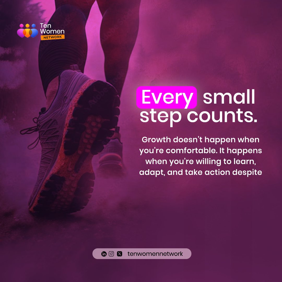 Tenwomennetwork's tweet photo. Growth begins where comfort ends.

Ask yourself:
✨ What new skill am I developing?
✨ What fear am I overcoming?
✨ What opportunity am I creating for myself and others?
Every small step forward is progress. Keep learning, keep growing, and keep showing up.
#TENWomenNetwork https://t.co/iijKqy1e99
