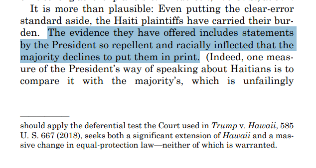 ReichlinMelnick's tweet photo. Justice Kagan, in dissent, emphasizes that Alito and the majority are too cowardly to even print Donald Trump's bigoted statements in their opinion, only giving them summaries which drastically downplay their severity.

She is right. The majority is endorsing racism. https://t.co/42eVbg5SuT