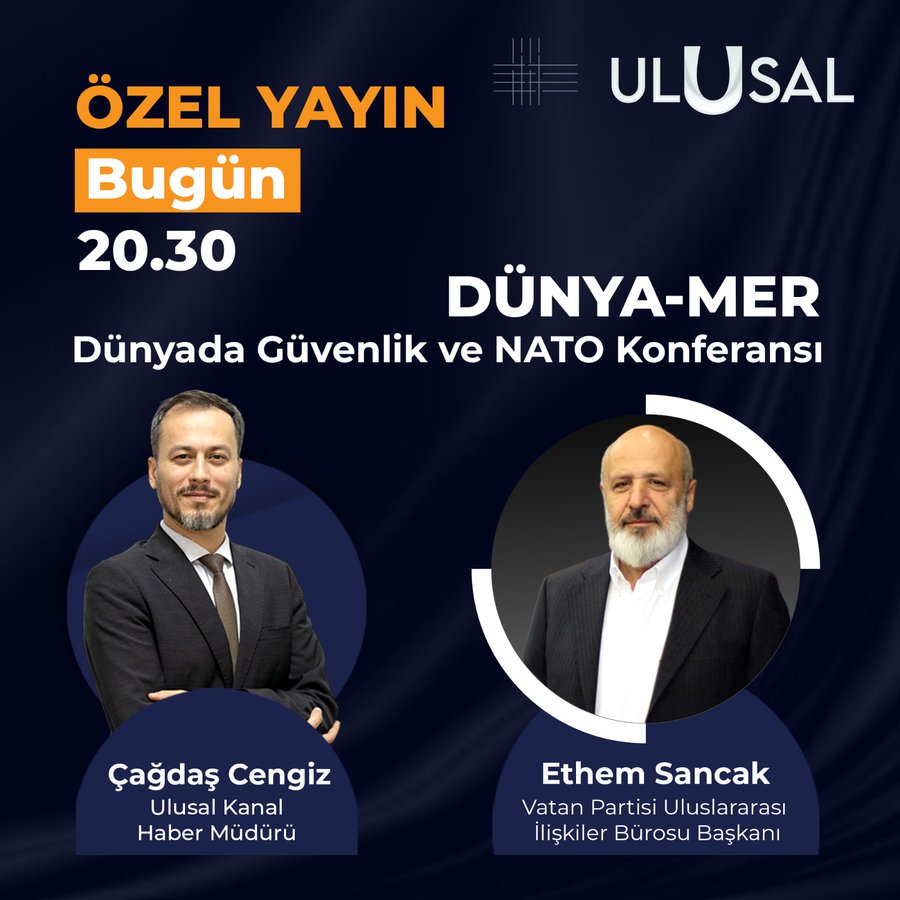 Vatan_Partisi's tweet photo. Genel Başkan Yardımcımız Ethem Sancak, Çağdaş Cengiz'in sunduğu Ulusal Özel Yayını'na konuk olacaktır.

📆 25 Haziran, Perşembe (Bugün)
⏰ 20.30
📹 Ulusal Kanal https://t.co/h0pNs9enrm
