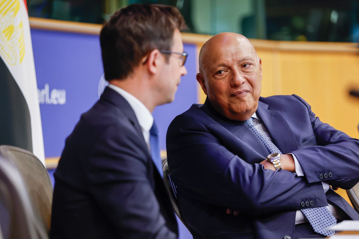 ep_diplomacy's tweet photo. 🇪🇺🇪🇬 MEP @fxbellamy, Chair of @europarl_EN #DMAS, held the 15th EU-Egypt #IPM today in Brussels with H.E. Sameh Shoukry, Chair of the Foreign Affairs Committee and Head of the Egyptian Delegation.

🤝 The discussions covered the full breadth of EU-Egypt relations: 

🌍 strategic and comprehensive partnership 🌍, 
💼 EU Macro-Financial Assistance & economic and commercial ties,
🏛️ political and economic reforms,
🚶 migration, 
 🌐regional and international affairs.

#parliamentarydiplomacy 
 @EgyptinBrussels @EUinEgypt @tineke_strik @CelineImart @GeadisGeadi