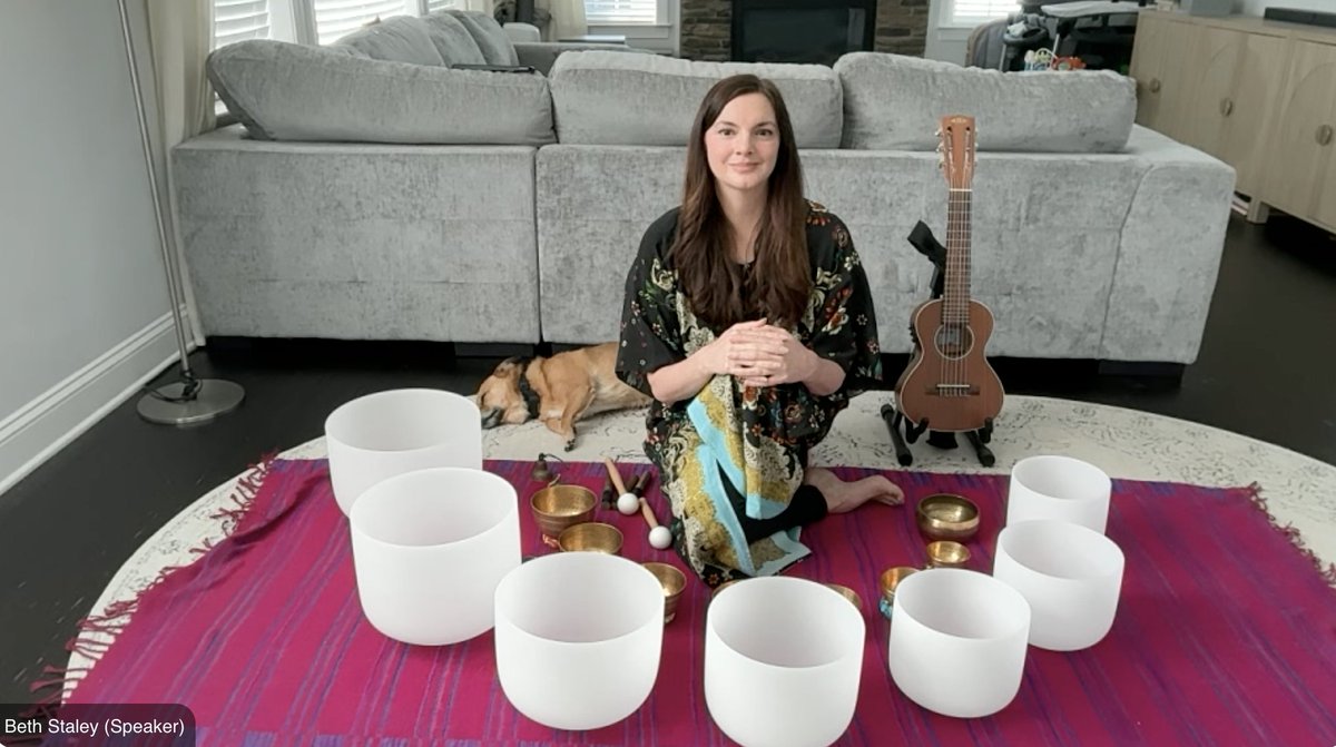 NatlHeadStart's tweet photo. “Let’s get comfortable.” 🎶 Beth Staley brings singing bowls, ukulele, and chimes to #LEADS26 — a moment of calm before heading back to the work. #HeadStart #NHSA26 https://t.co/olfAW5ryX8