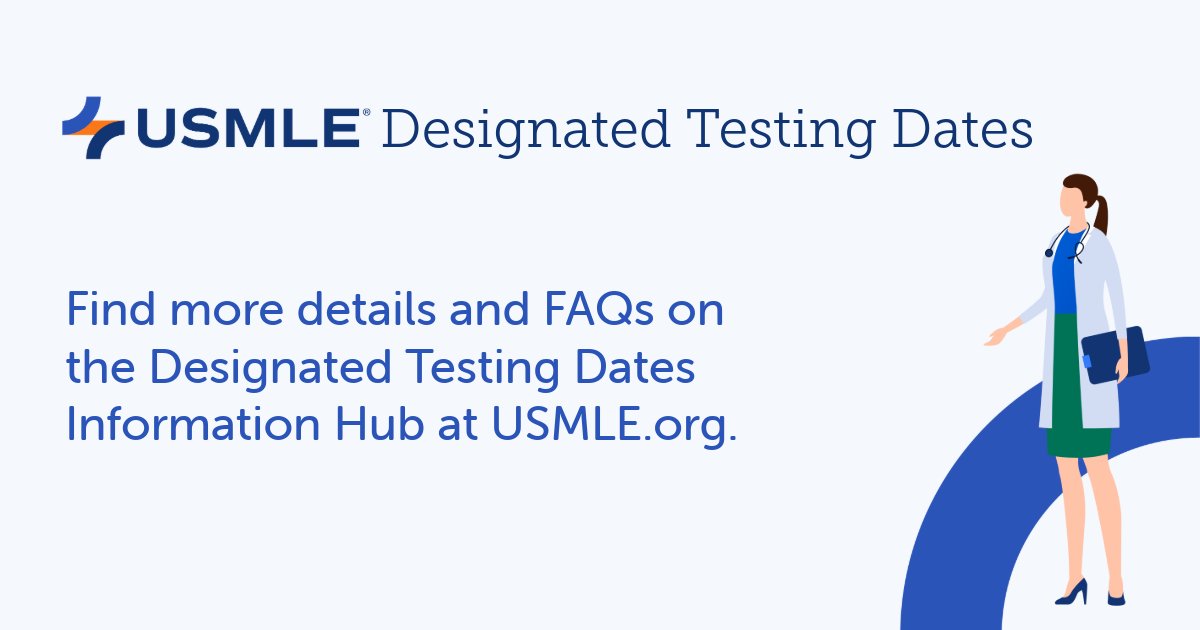 TheUSMLE's tweet photo. 📢 ICYMI: The number of Step exam administrations will be reduced each year beginning in 2028. Find more details and helpful FAQs on the new Designated Testing Dates Information Hub. https://t.co/0ojc6g0z1C #USMLE #MedEd #MedStudent https://t.co/3SmkGTbXz3