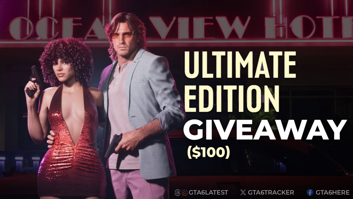 ARCRaidersMedia's tweet photo. 🔥 GTA 6 Ultimate Edition Giveaway ($100) 🔥

➡️ TO ENTER:

✅ Follow @GTA6Tracker 
✅ Retweet
✅ Tag a friend

⏰ Giveaway ends in 9 days! All regions can participate. Winner will be announced on @GTA6Tracker https://t.co/Vafj9NwQfW