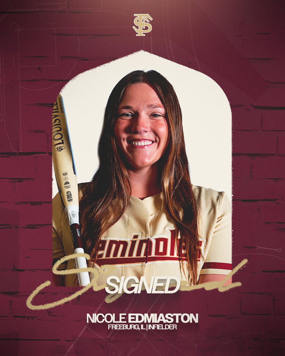 FSU_Softball's tweet photo. Nicole Edmiaston is officially a NOLE🍢🍢🍢

Welcome the reigning ASUN Player of the Year to Tally‼️

🔗https://t.co/vd8TdKE70H

#Team44 https://t.co/iYbfhfddLM