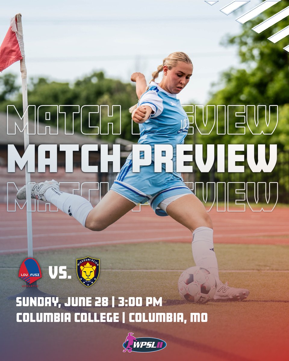 loufusz_wpsl's tweet photo. 𝗠𝗮𝘁𝗰𝗵 𝗣𝗿𝗲𝘃𝗶𝗲𝘄 👀

We wrap up our WPSL II season on Sunday as we head to Columbia to take on Missouri Reign II.

📅 June 28
🆚 Missouri Reign II
⏰ 3:00 PM
🏟️ Columbia College
📍 Columbia, MO https://t.co/ToKFGkf10m