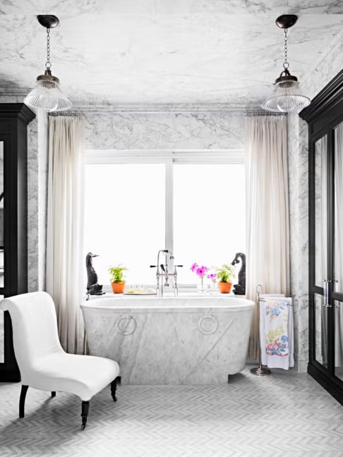 JimHicksHomePro's tweet photo. This stunning herringbone marble flooring (matte &amp; shiny tiles) was installed w detailing in mind. The veining matches perfectly as well as the Napoleon III chair. Best Kitchen &amp; Bath Remodeler#dogoodwork #kitchendesign #kitchen #bathroom #homeimprovement #home #remodeling https://t.co/dZuiUXVDmG