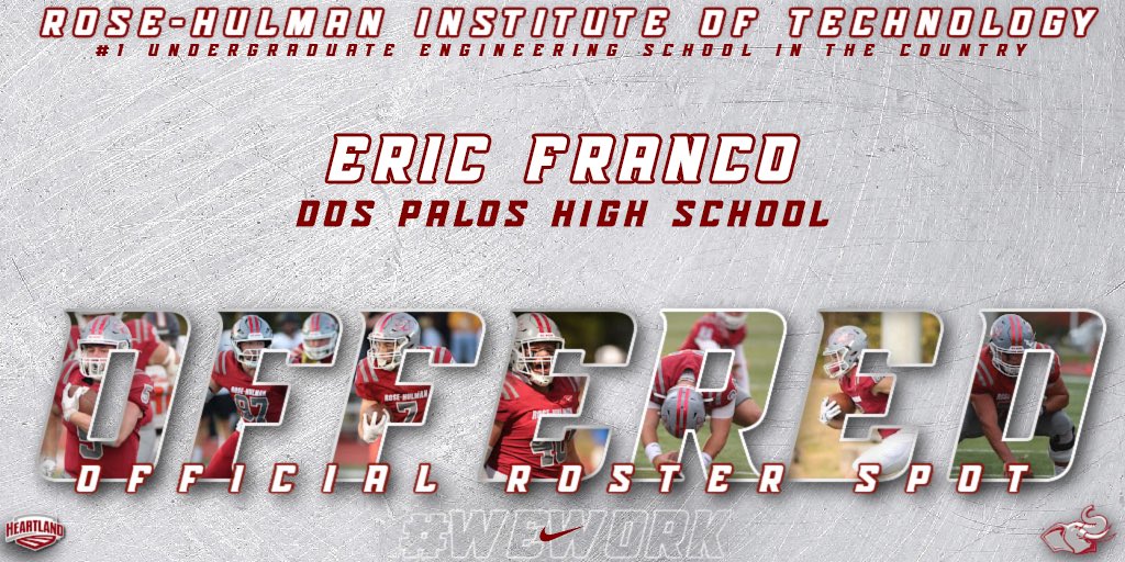 Eric_franco8's tweet photo. ALL GLORY TO GOD!✝️ After a great conversation with @CoachSkibba I’m blessed to say I’ve received an offer to the #1 engineering program in the nation at Rose-Hulman Institute of Technology!  Thank you so much for the opportunity to attend such a prestigious school! #WEWORK @CoachSokolRHIT