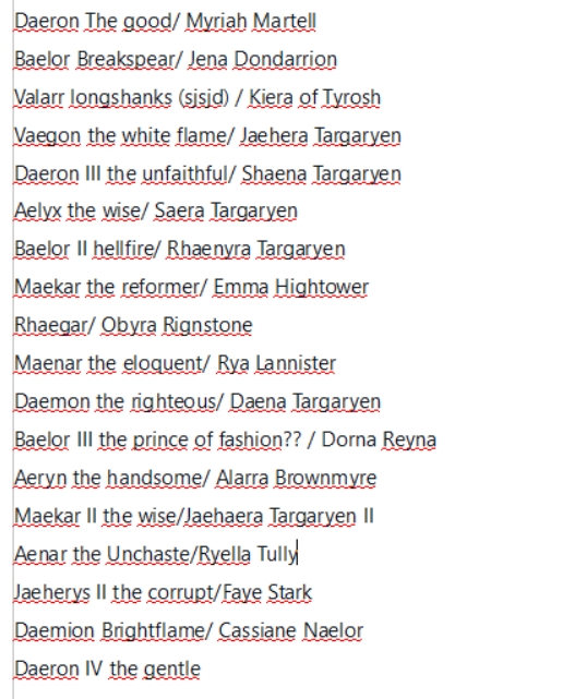 thebadluck's tweet photo. Mi linaje targaryen en el mod agot va asi ( solo reyes + apodos + madres de los herederos) https://t.co/9LZQLZVFss