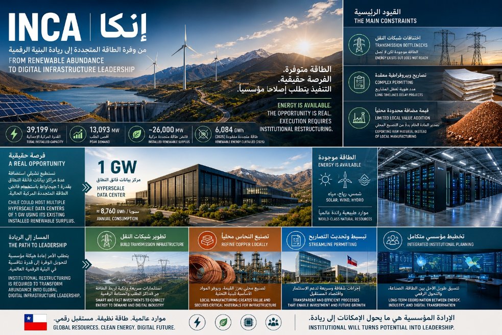 incawe's tweet photo. 🇨🇱 Chile possesses sufficient renewable generation capacity to support multiple 1 GW hyperscale data centers.

The opportunity lies in grid's transmission expansion, copper refinement and the institutional will required to coordinate and execute long term industrial development. https://t.co/jKPvdc0NZa