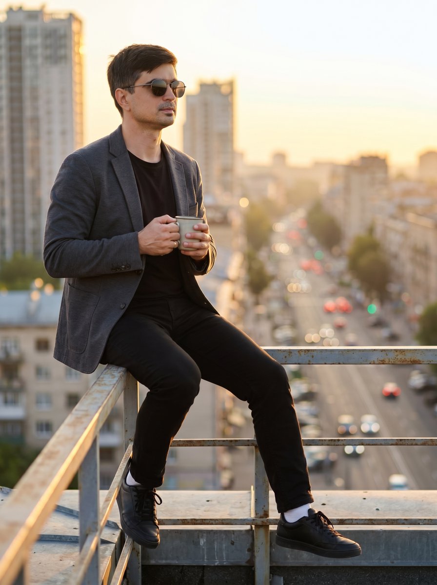 Urban Rooftop Sunset Portrait