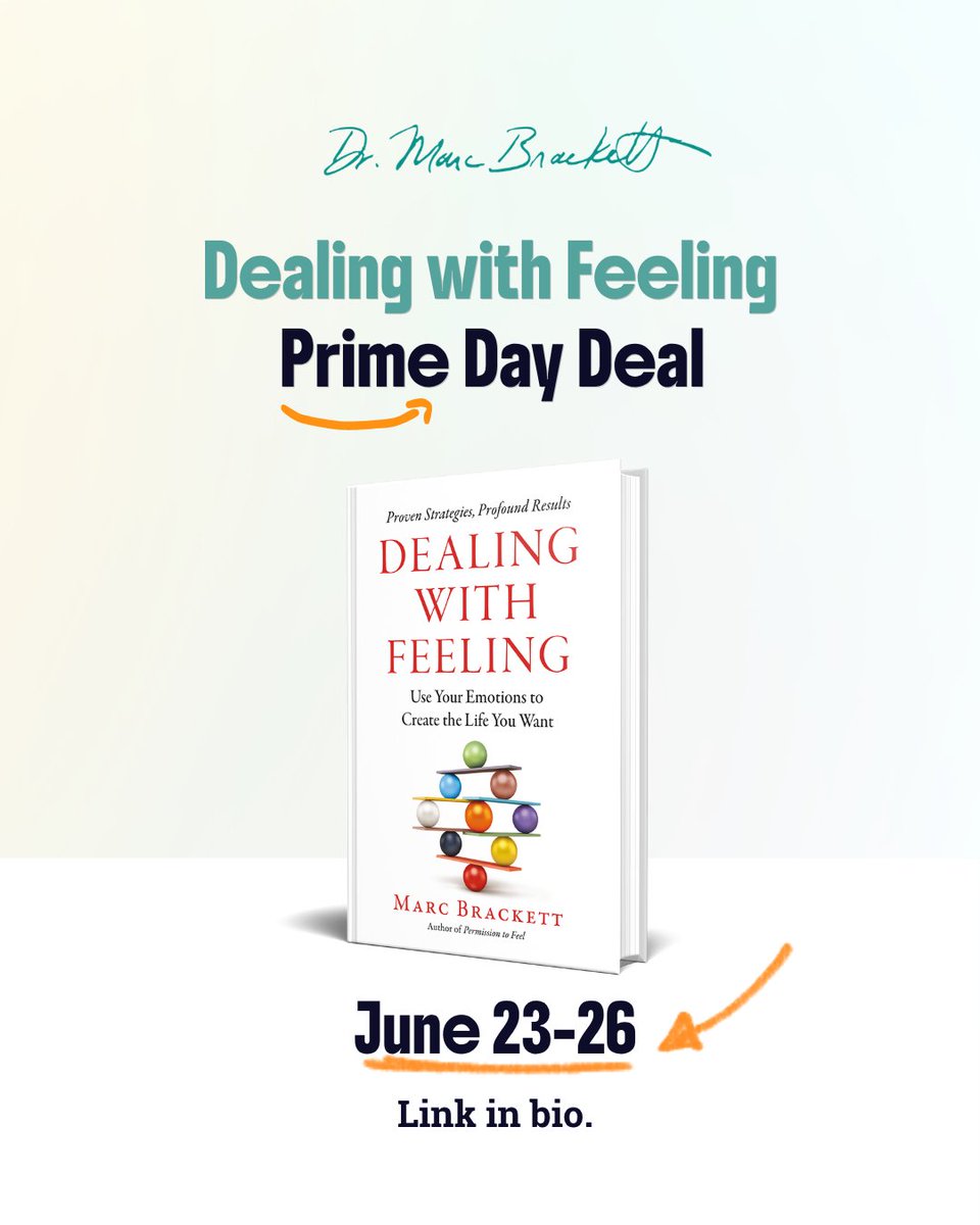 drmarcbrackett's tweet photo. The hardcover of Dealing With Feeling is 55% off through June 26 as part of Amazon’s Prime Day Deal.
Oddly specific, but I’ll take it.
Cheers to more of us feeling it fully and expressing it skillfully :)
https://t.co/khroZUvhyS
#Dealingwithfeeling #emotionregulation #Emotionalintelligence #primedaysale