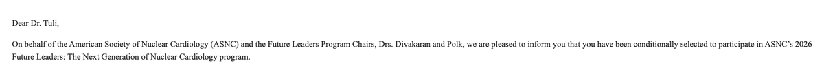 RitikaTuliMD's tweet photo. Excited to be joining the 2026 ASNC Future Leaders program. Looking forward to learning, meeting new colleagues, and growing as a cardiologist.
Thank you, @MyASNC!
#ASNC #NuclearCardiology https://t.co/hTL1yIZk8Y