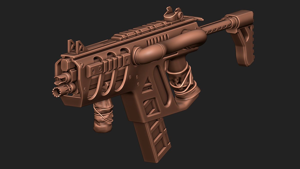 David83615's tweet photo. High-poly model of my recreation of the Outlands Avalanche R-99 from @PlayApex,  Low-poly and textures up next😅

#ApexLegends #Blender3D #HardSurface #WeaponArt https://t.co/NgI3TjhY2S