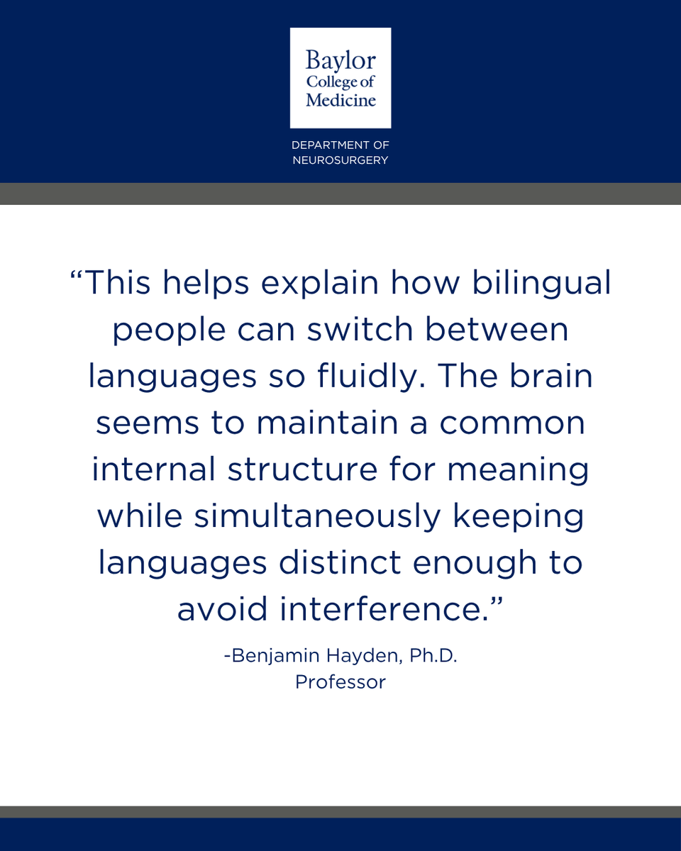 BCMNeurosurgery's tweet photo. New research from a team at @bcmhouston and published in @CellPressNews has found that bilingual people appear to organize concepts in a shared neural structure – even when speaking entirely different languages.

🗨️: https://t.co/UVq6geoExG

#BCMNeurosurgery | #Language https://t.co/by4iAd6qck