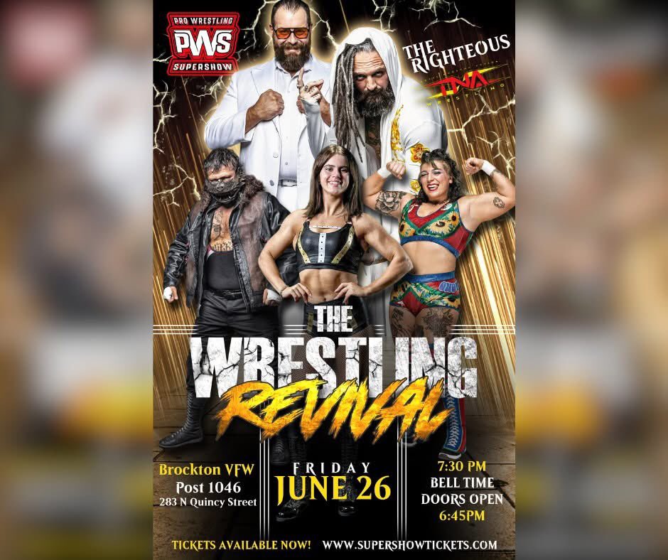 PWSupershow's tweet photo. 🔥 TOMORROW NIGHT! 🔥 

We always have a great time with our fans in Brockton, and Tomorrow will be no different!👊

https://t.co/EuXoISM0ke https://t.co/lsckZAIZp2