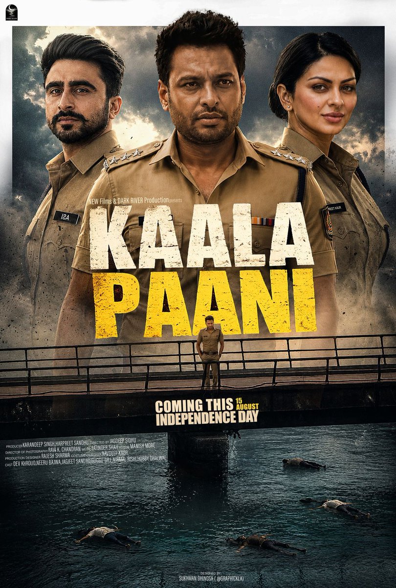 Graphickla's tweet photo. Just finished designing this fictional Punjabi crime thriller poster: "KAALA PAANI".

Wanted it to feel larger than life while keeping the emotional weight of the story intact.

That's where storytelling begins.

#MoviePoster #PosterDesign #GraphicDesign https://t.co/BOFTucCbyr