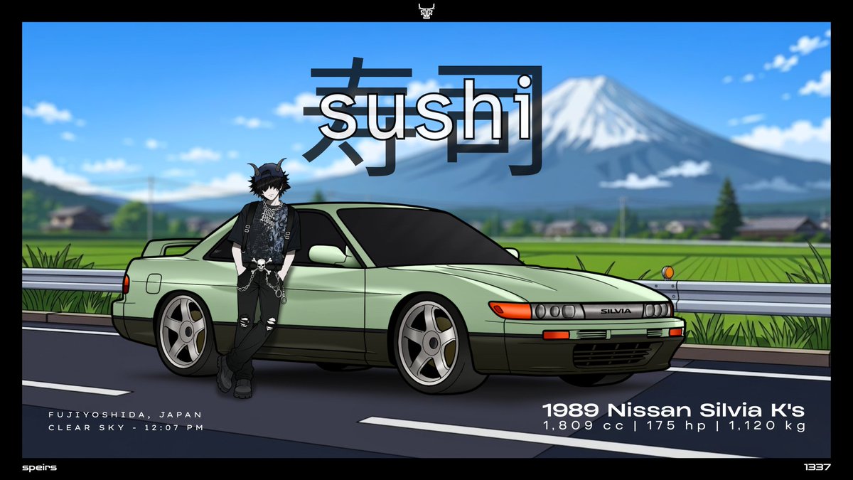 speirs1337's tweet photo. Clear skies, Fuji views, and a clean classic. 🗻✨

​🎨Commission Art for Danielbananiel on IG

​#JDM #ClassicCars #CarArt #AnimeArt https://t.co/KYAoBAR8kv