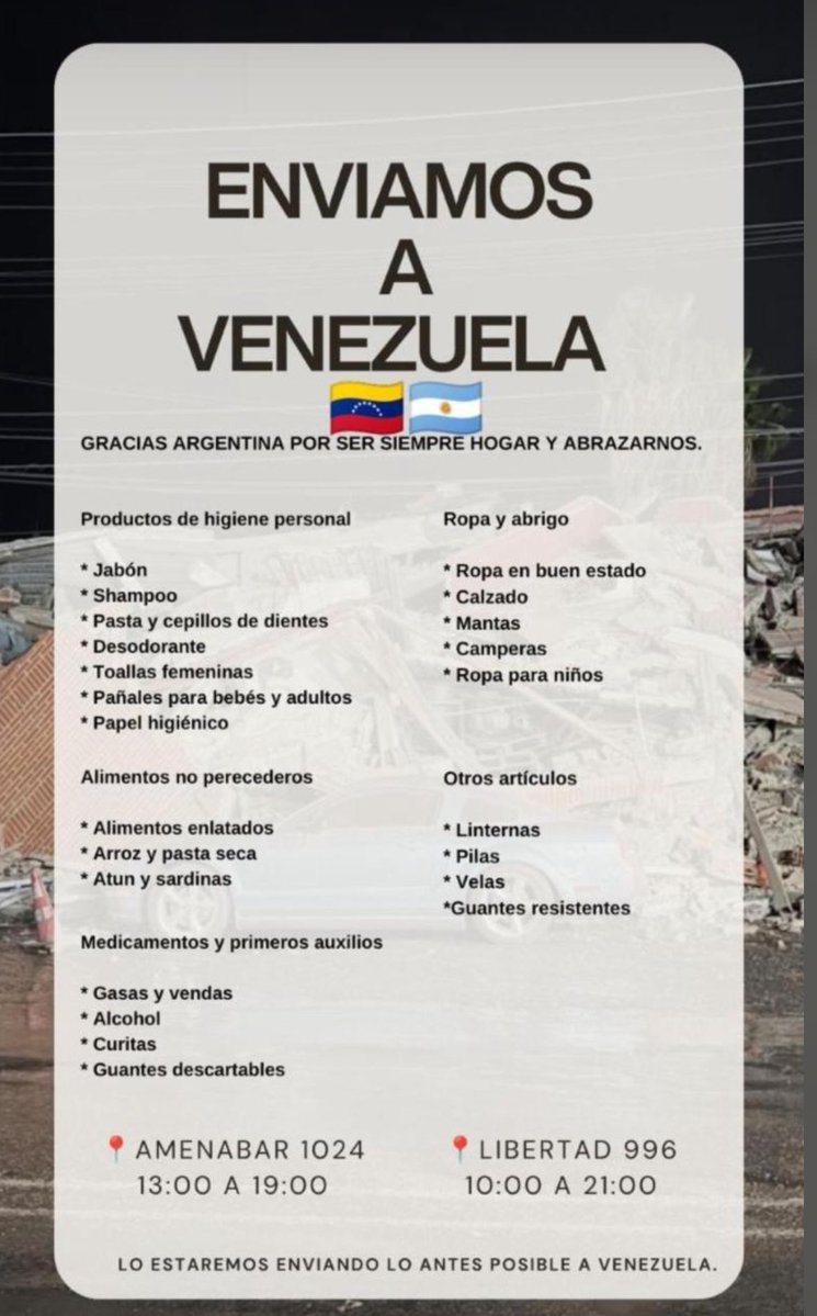 87Inus's tweet photo. DONACIONES A VENEZUELA!  
🇻🇪🇦🇷
Ayuda con tu RT! 
Gracias ❤️ https://t.co/xJ2Tdsr2eW