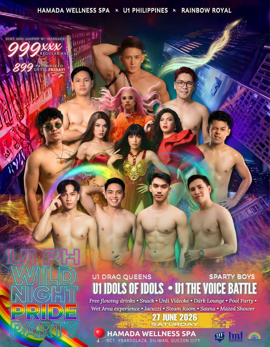 DumpGayPorn's tweet photo. Malalang ganap ngayong Sabado!

The Collaboration of HAMADA x U1PH x RAINBOW ROYAL presents

✨ WILD NIGHT PRIDE PARTY 🎉 
(1/n) https://t.co/aqlZuPDIxY