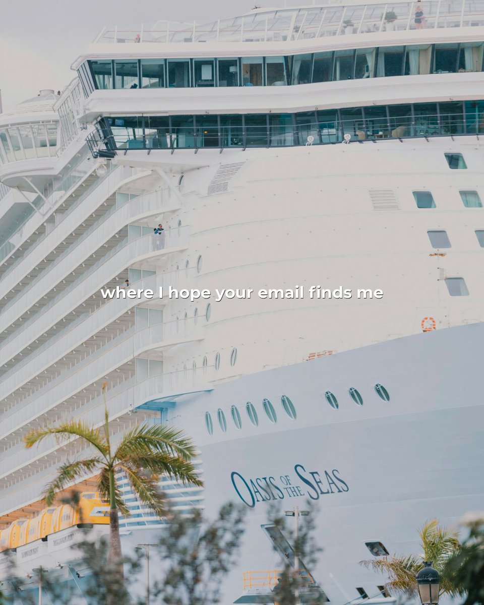 CruiseExplorer's tweet photo. https://t.co/j0vbFGh3Uf
Where I hope your email finds me 🚢
Ocean views, no alarms, and nowhere to be.
What's your dream cruise destination?
#ExplorerVacations https://t.co/jCTgOV93On