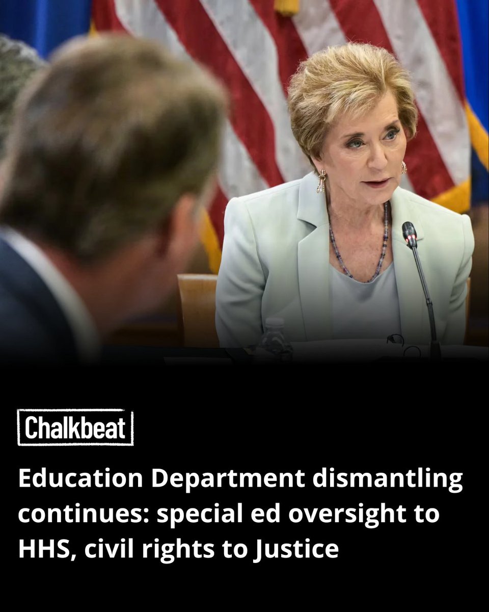 CTULocal1's tweet photo. Special education is a civil right.

The Trump administration’s move to shift special education oversight out of the U.S. Department of Education is part of a broader effort to dismantle the federal agency responsible for protecting students’ rights in public schools.

For students with disabilities, this is not an abstract policy fight. It is about whether families can count on federal oversight when districts fail to provide evaluations, services, placements, accommodations and supports students are legally entitled to receive.

In Chicago, educators and families already know how hard it can be to secure the special education services our students need. Weakening the offices responsible for enforcing those rights will only make that fight harder.                        
Special education is not optional. Civil rights are not optional. Fully fund our schools and protect the rights of every student.