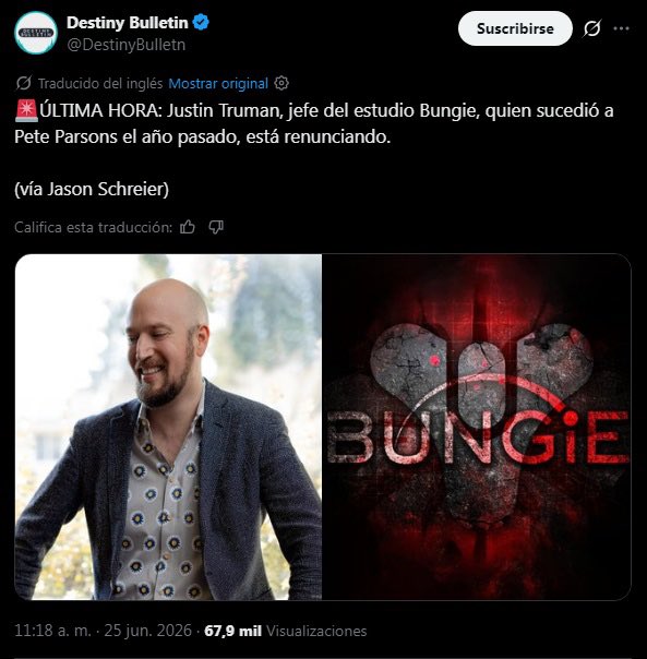 AllConsoleFan's tweet photo. ‼️ADIOS BUNGIE‼️

No solo Playstation esta despidiendo a casi todos en BUNGIE convirtiéndolo en un estudio indie que costo casi 4 Mil Millones.

Ahora El Jefazo de estudio de Bungie a RENUNCIADO ante los actos vengativos de Playstation contra Bungie.

Según Rumores se ha ido al Halo Studios de donde nunca debió irse.