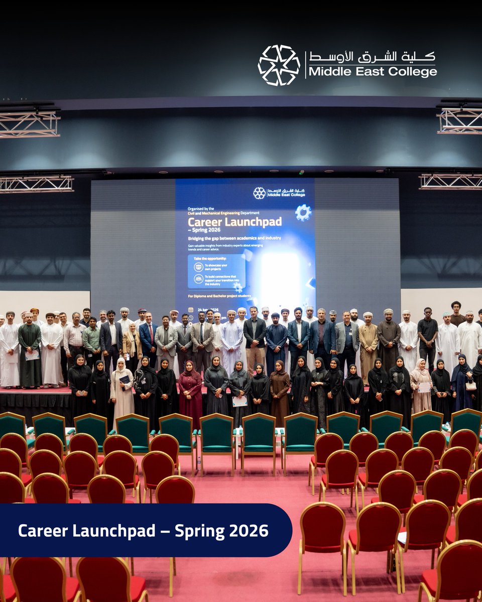 MEC_Oman's tweet photo. Career Launchpad – Spring 2026 brought together project showcases, industry insights, and meaningful conversations that helped students connect their academic work to future opportunities. https://t.co/gAbEsEBZ2u