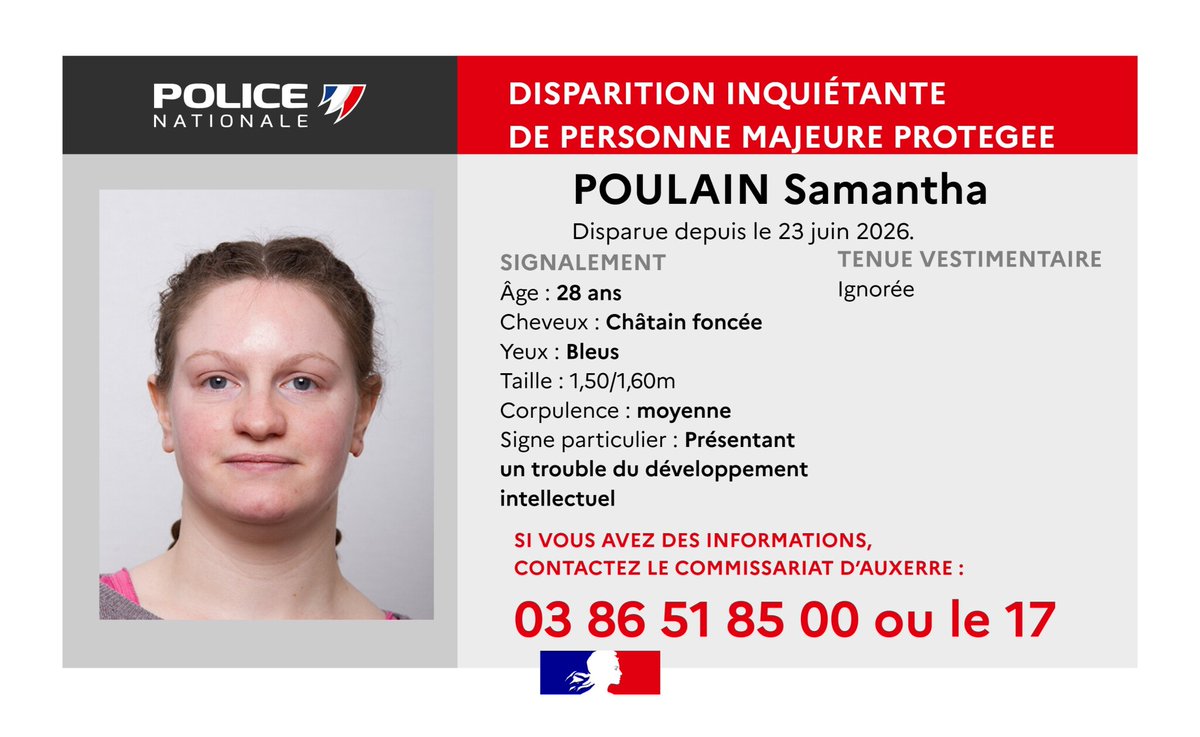 le_Parisien's tweet photo. Yonne : une jeune femme souffrant d’un trouble du développement intellectuel portée disparue depuis mardi
➡️ https://t.co/BPA7ZZwUea https://t.co/GoZrlX1P8w