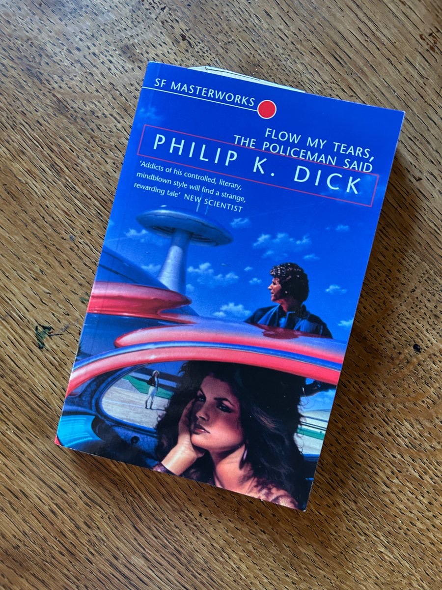 AlexiKArtist's tweet photo. A lazy day because of the heat wave, re-reading 'Flow My Tears...' one of PKD's existential sci-fi romps. Certainly NOT expecting a character's 2-page meditation on grief, p105:

'To grieve; it's to die and be alive at the same time.'

'But finally, the grief goes away and you phase back into this world.'

Wow!
@DoAndroidsTweet @philipkdickfans