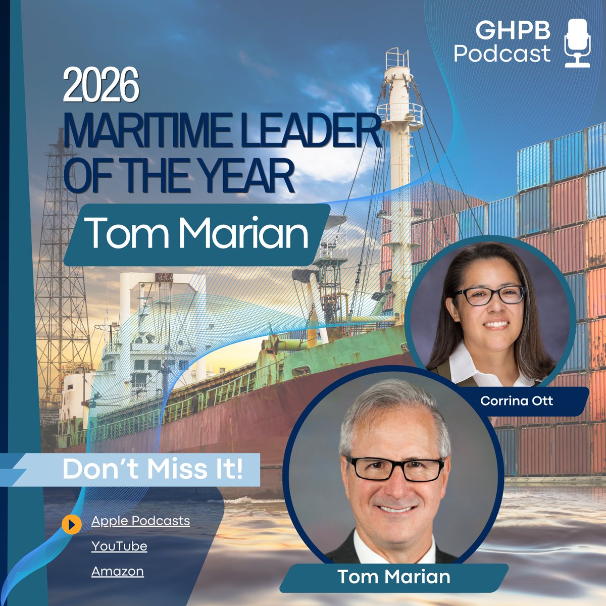 PortBureau's tweet photo. 🎙️ NEW PODCAST EPISODE RELEASE 🎙️

2026 Greater Houston Port Bureau Maritime Leader of the Year, Tom Marian

🎧 Listen now:
https://t.co/czyom6D0Xj via @YouTube 

#PortBureau #MaritimeLeadership #HoustonPorts #Podcast #MarineIndustry https://t.co/zXu6wrLqAj