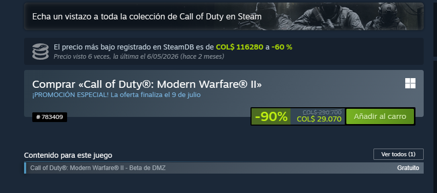 D_MFPS's tweet photo. Hilo de ofertas de steam que recomiendo aprovechar en estas fechas!

1. COD: Modern Warfare 2 ( 2022 )

El precio mas bajo visto nunca y su multijugador aun esta vivo, yo mismo lo juego. https://t.co/5ejWYkgvzl