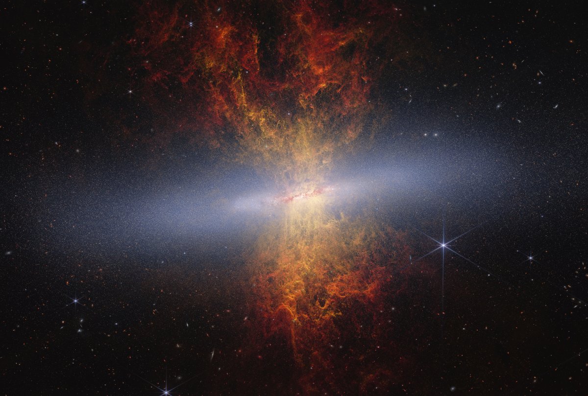 MasterFeed's tweet photo. Millions of Stars in Cigar Galaxy
NASA’s James Webb Space Telescope recently observed edge-on starburst galaxy Messier 82 (M82), nicknamed the Cigar Galaxy. from @NASA https://t.co/y5hnp4CI5I https://t.co/F7DtK0eM3S https://t.co/PZQi6KQG7Y