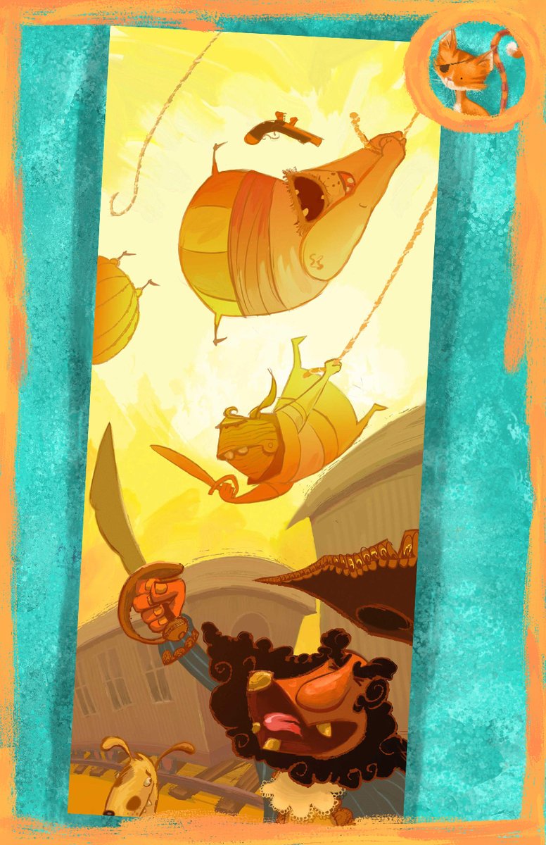 AndyCatBug's tweet photo. Pirates that are afraid of water tend to rob trains. In my experience anyway. #Illustration #kidlit #picturebooks  #Pirates #TrainRobbery #ChildrensBooks #Storytelling #Fantasy #Adventure https://t.co/w25sRc4Jpy https://t.co/09MCuEuWGI