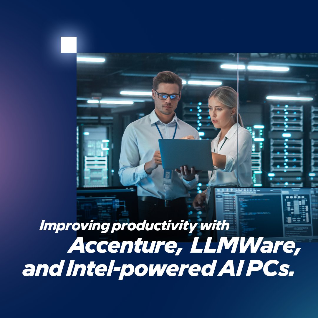 IntelBusiness's tweet photo. Faster audits, improved testing, and greater flexibility. With Intel-powered AI PCs and @LLMWare’s Model HQ, @Accenture's CIO team is evolving their endpoint security to support local AI. 

See how at the link below: