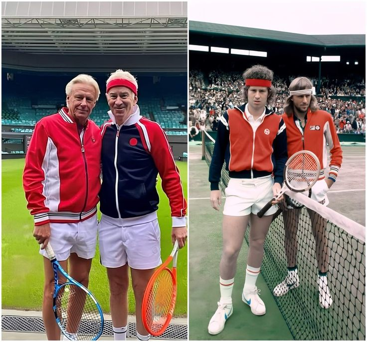 Djoko_UTD's tweet photo. When Borg and McEnroe recreated the Iconic 1980 Wimbledon Final look ❤️ https://t.co/OHVueOR91E