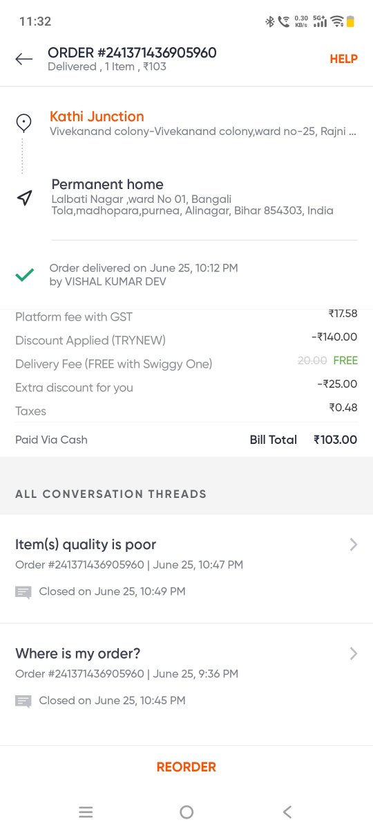 abhiseking's tweet photo. Ye order maine swiggy se 9:00 PM ke 5 mint ke aas pas kiya tha ... Ye order mujhe  mila 10:12 me dikha raha tha 9:47 mila to mila but order me bahut pareshani face karana para bahut ghatiya service he isaka @Swiggy bahut kharab he service .. delivery,support and team https://t.co/KNuyPfOFDs