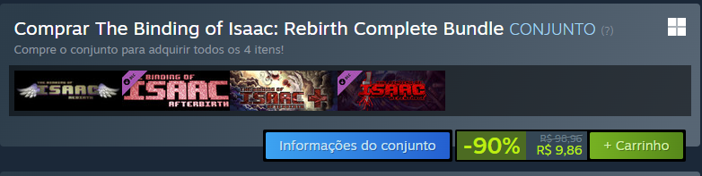 spitwithtears's tweet photo. "500 reais é justo para um jogo igual GTA VI que vai ter muitas horas de conteudo"

THE BINDING OF ISAAC COM TODAS AS EXPANSÕES TA CUSTANDO R$10 NA STEAM HAHAHAHAHAHAHA https://t.co/RVz3euvcYO
