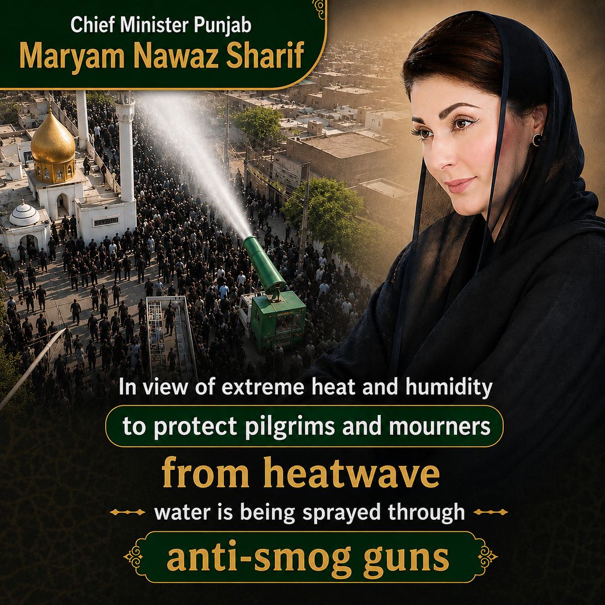 MuneebaaaKhan's tweet photo. وزیراعلیٰ ��ریم نواز شریف کی ہدایت پر عزاداروں کی سہولت کے لیے جلوسوں کے راستوں پر مسلسل پانی کا چھڑکاؤ، ٹھنڈے پانی کی فراہمی اور دیگر ضروری انتظامات کیے جا رہے ہیں تاکہ شدید گرمی میں عزاداروں کو زیادہ سے زیادہ سہولت میسر آ سکے۔
#MaryamNawaz #Muharram #PunjabGovernment #Public https://t.co/Z1fe1xV1xZ