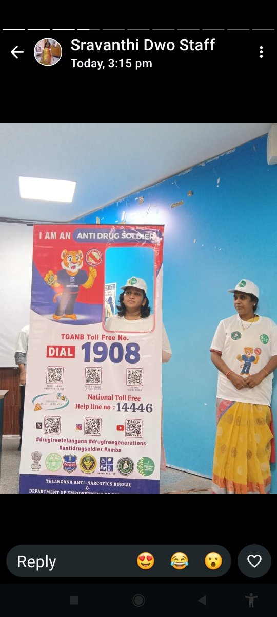 DrdaRangareddy's tweet photo. N.M.B.A.-V.B.K.P., 
A Mission Parivarthana Drug Abuse Awareness Program held at  IDOC,RR. Dr.K.Kiranmayi,IAS, Addl. Collector(LB),created awareness on harmful effects&amp;Pledge held to promote a drug-free, healthy society was organized by DRDO/DWO Madam. took photos at selfie point. https://t.co/mxISKJXjIc