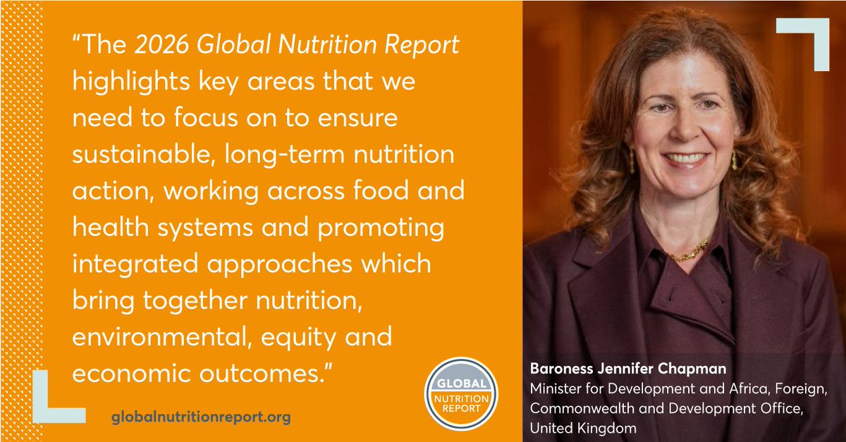 GNReport's tweet photo. Thank you @FCDOGovUK for endorsing the 2026 @GNReport!

Baroness @JennyChapman stresses how scaling #nutrition through health systems &amp; social protection delivers real impact—and strong returns.

📖 Explore #GNR2026 https://t.co/hpcu4wdYG9
#FEHN #InvestinNutrition https://t.co/El2XfI3QYU