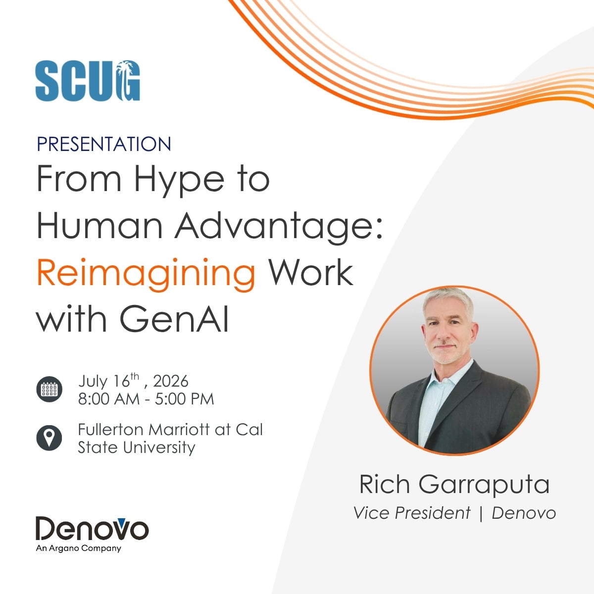 DenovoCloud's tweet photo. We’re presenting at #SCUG 👀
From Hype to Human Advantage: Reimagining Work with GenAI
How do you turn GenAI into real impact—without the risk? We’ll break it down.
Join us:
https://t.co/43OmeSKlcd
#GenAI #JDEdwards #Oracle https://t.co/QLkZKdRdOc