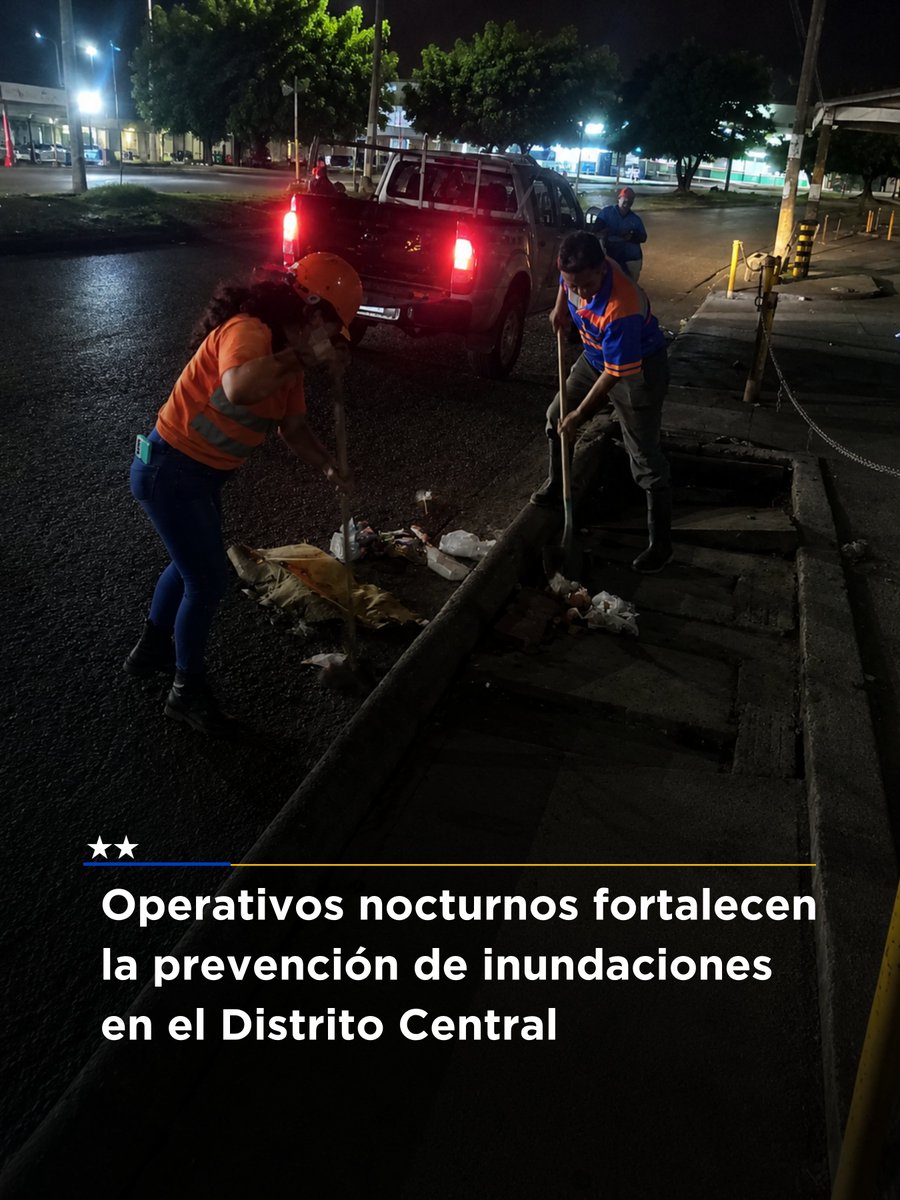 amdc_previene's tweet photo. Se desarrollan operativos nocturnos de limpieza de tragantes y cunetas en puntos críticos del Distrito Central como parte del Plan 99 para reducir el riesgo de inundaciones durante la temporada de lluvias. https://t.co/lkVYTT4qo4